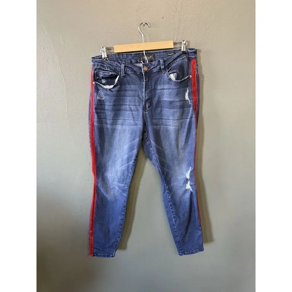 Judy Blue Womens Blue Denim Tapered Jeans Skinny Fit Pants Size 16W